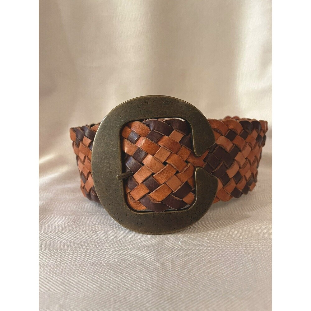Linea Pelle BOHO Braided Leather With Statement Brass Belt Buckle Small